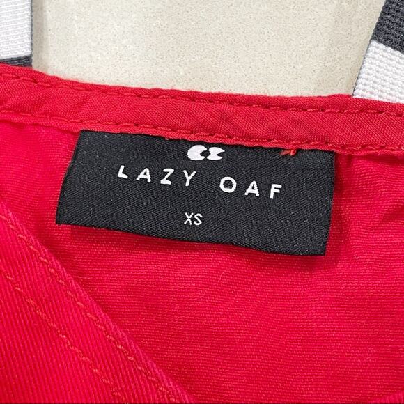 Lazy Oaf Checkered Buckle-Strap Pinafore Dress Red Black White XS - Picture 8 of 10